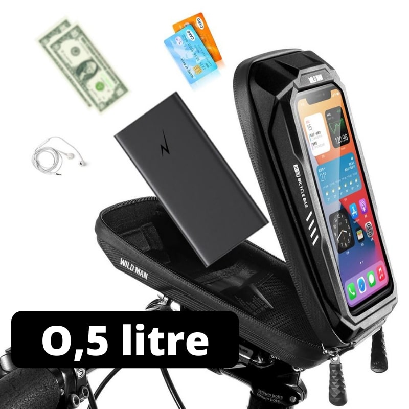 Tx - Support vélo pour smartphone avec chargeur QI et lampe